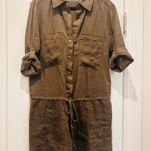 Enza Costa for Intermix Army Green Linen Playsuit